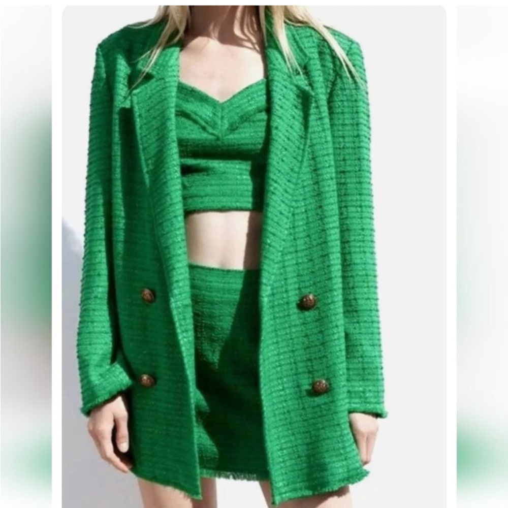 Zara blazer and skort set green tweed